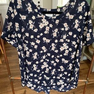 Navy floral blouse - like new!